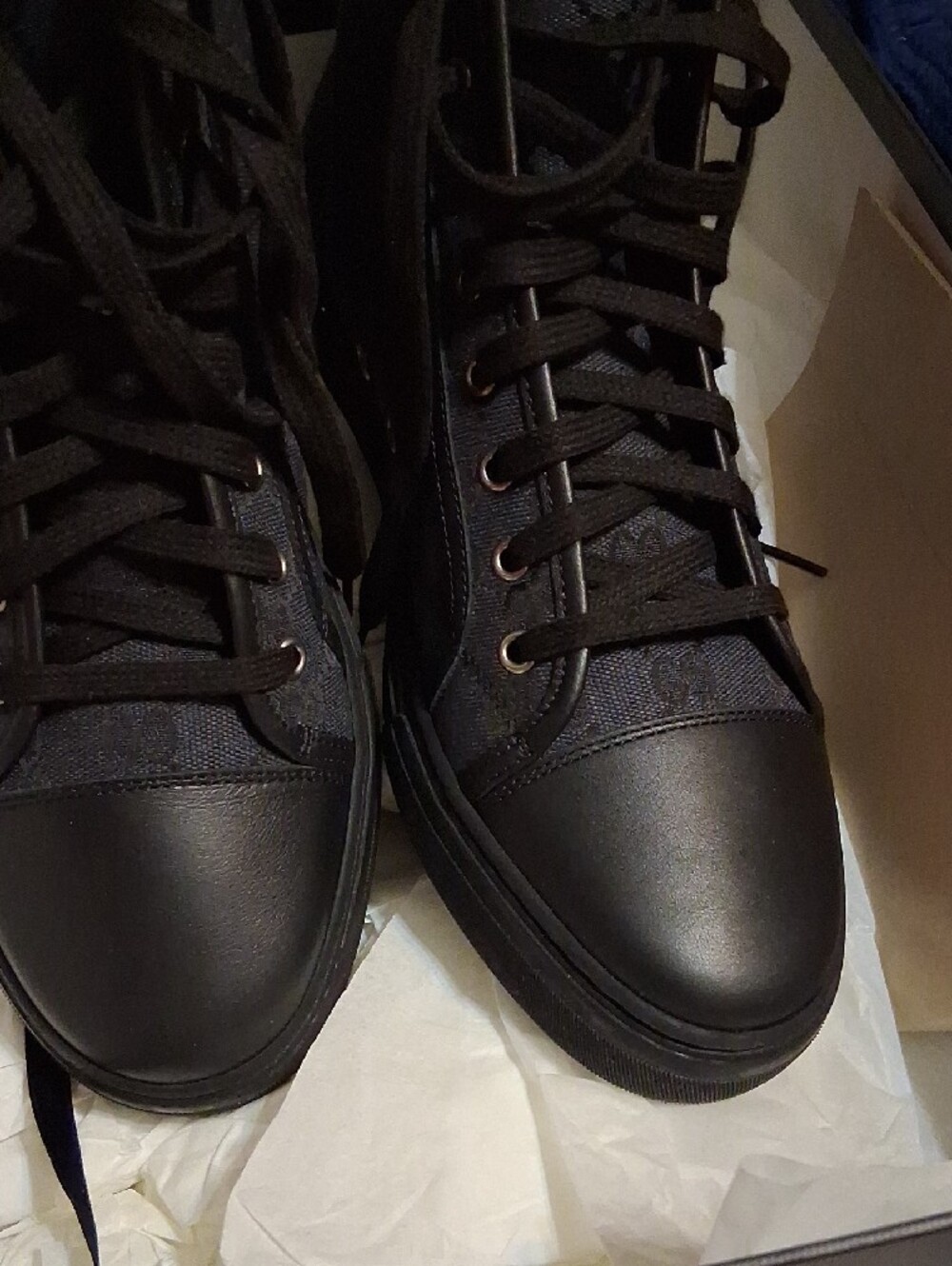 Gucci Black High-Top GG Canvas Sneakers - Picture 3 of 6